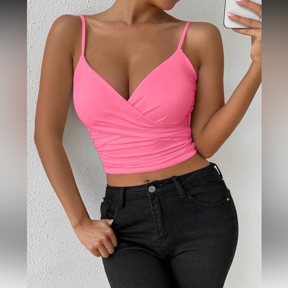 Elegant Hot Pink Wrap Top